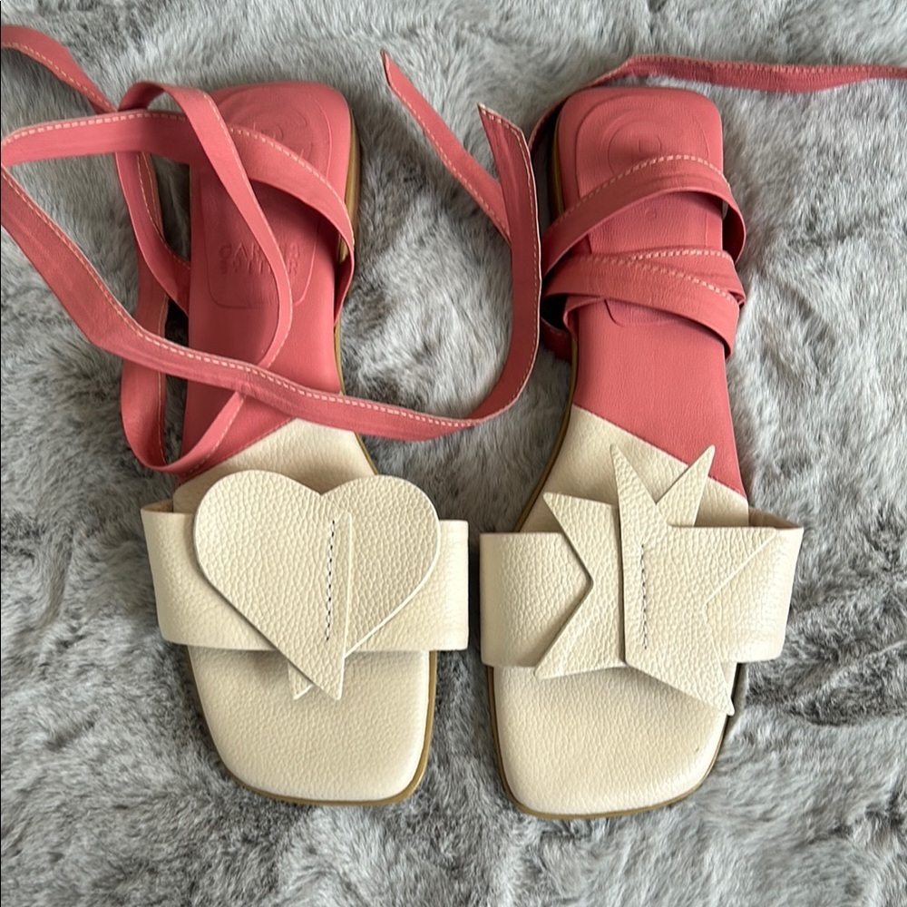 Garces Bottier leather ankle tie sandals size 8